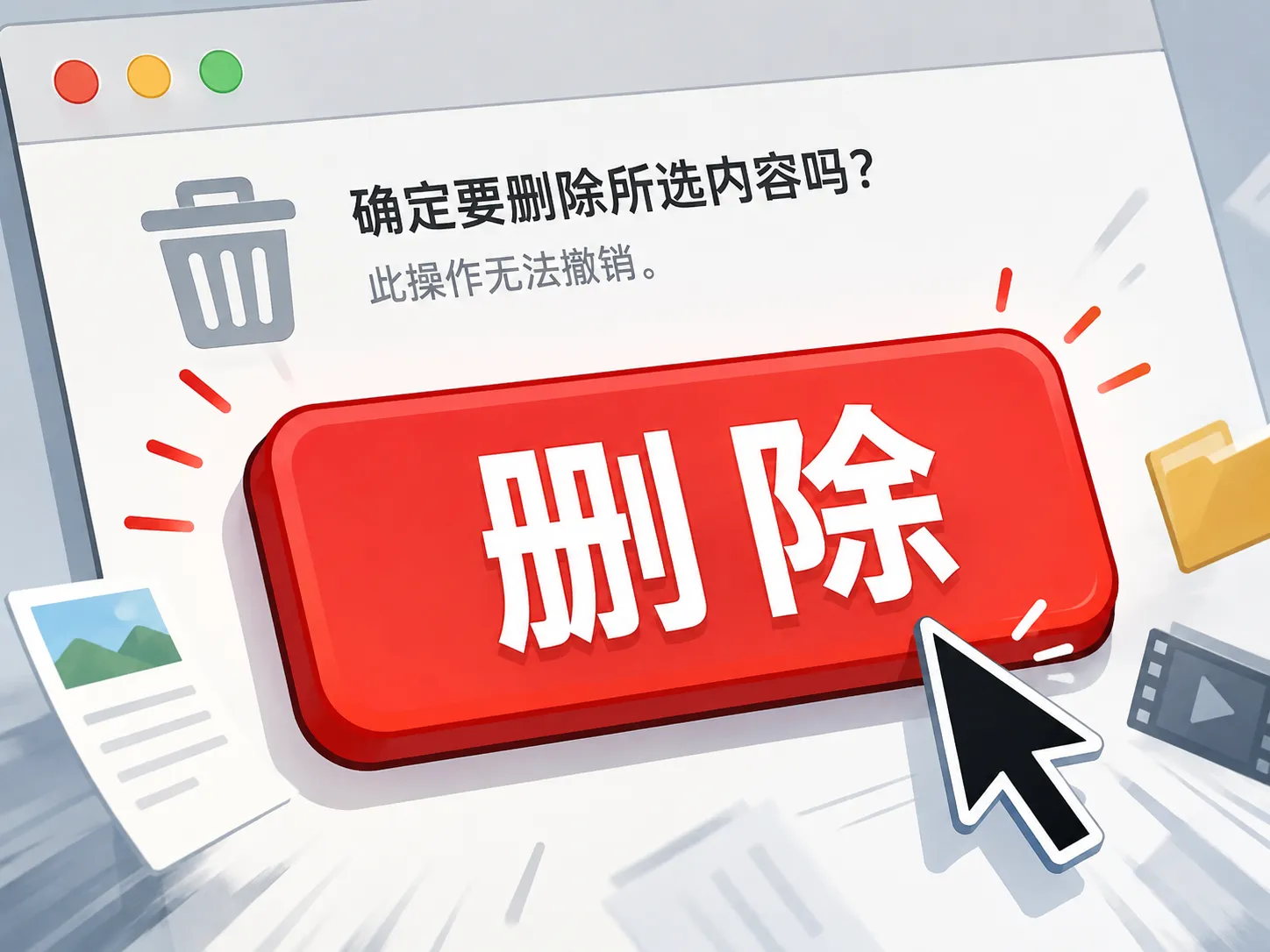 鼠标点向巨大的删除按钮